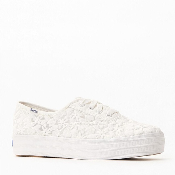 Keds cream color with Floral Embroidery Platform Sneakers - Picture 1 of 13